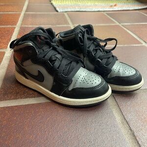Kids Black and Gray Nike High Top Sneakers